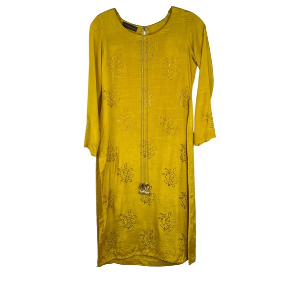 ZERNISH SOHAIL Indian Style Long Dress with Two High Slits each side Size Small - Picture 6 of 9